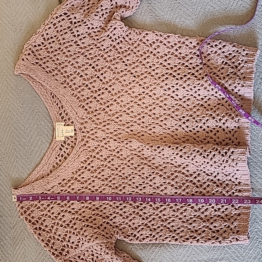 Nicole Miller Artelier pink crochet sweater - Picture 5 of 6